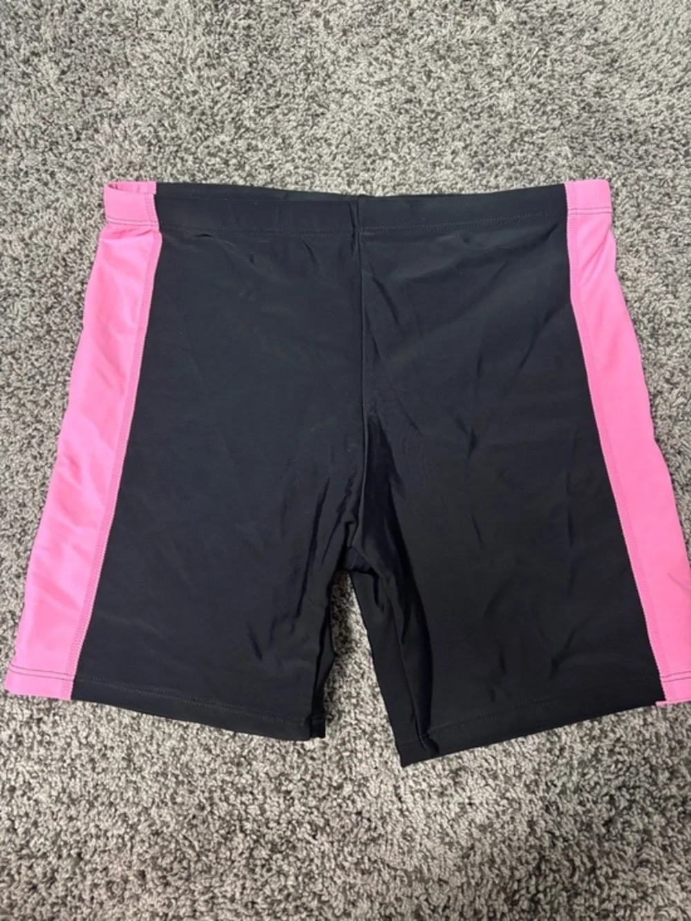 Source Unknown Girls Black Swim Shorts with Pink Side Panels